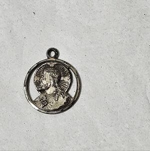 Small Sterling Silver Sacred Heart of Jesus Religious Christian Charm Pendant